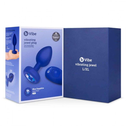 Синяя вибропробка Vibrating Jewel Plug L/XL - 11 см. 