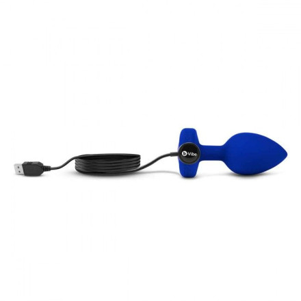 Синяя вибропробка Vibrating Jewel Plug L/XL - 11 см. 