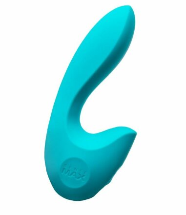 Бирюзовый вибратор Sense Max с клиторальным стимулятором - 16 см. 