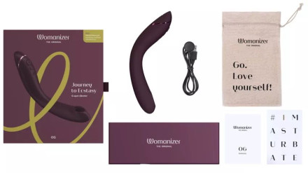 Сливовый стимулятор G-точки Womanizer OG c технологией Pleasure Air и вибрацией - 17,7 см. 