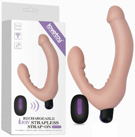 Безремневой страпон с вибрацией и пультом ДУ Rechargeable IJOY Strapless Strap on - 22 см. 