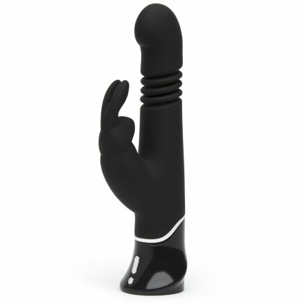 Черный хай-тек вибратор Greedy Girl Thrusting Rabbit Vibrator - 22,8 см. 