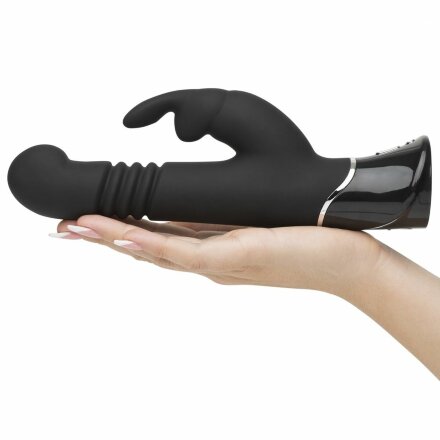 Черный хай-тек вибратор Greedy Girl Thrusting Rabbit Vibrator - 22,8 см. 
