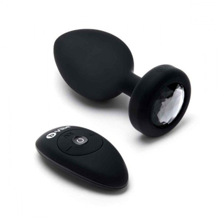 Черная вибропробка Vibrating Jewel Plug XXL - 12 см. 