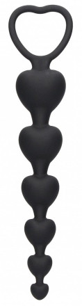 Черная анальная елочка Anal Heart Beads - 18,5 см. 