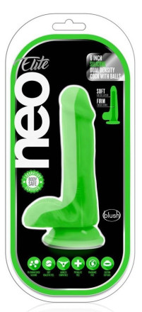 Зеленый фаллоимитатор 6 Inch Silicone Dual Density Cock with Balls - 15,24 см. 