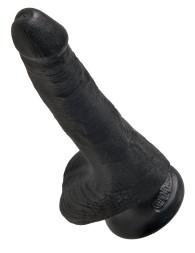 Черный фаллоимитатор с мошонкой и присоской 6&quot; Cock with Balls - 17,8 см.