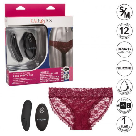 Кружевные трусики с клиторальным вибратором Remote Control Panty Set S/M 