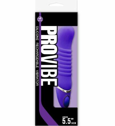 Фиолетовый перезаряжаемый вибратор PROVIBE - 14 см. 