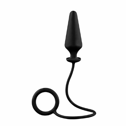 Чёрное эрекционное кольцо с анальной пробкой MENZSTUFF 4INCH SINGLE RING ANAL PLUG 