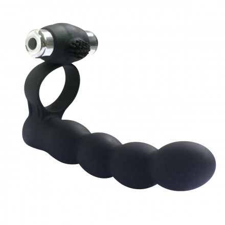 Черная вибронасадка для двойного проникновения Double Penetration Beads 