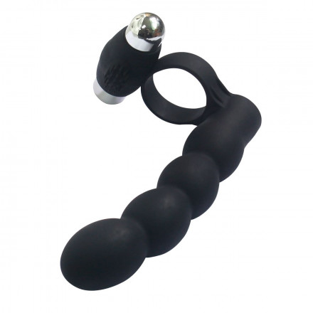 Черная вибронасадка для двойного проникновения Double Penetration Beads 