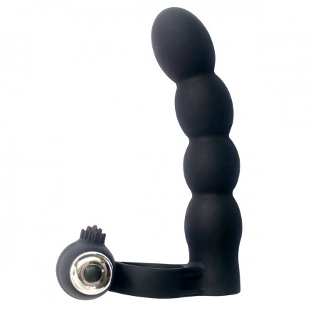 Черная вибронасадка для двойного проникновения Double Penetration Beads 