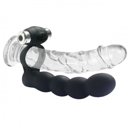 Черная вибронасадка для двойного проникновения Double Penetration Beads 