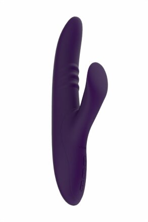 Фиолетовый вибратор с клиторальным стимулятором Nalone Peri - 23,3 см. 