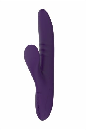 Фиолетовый вибратор с клиторальным стимулятором Nalone Peri - 23,3 см. 