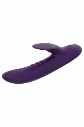 Фиолетовый вибратор с клиторальным стимулятором Nalone Peri - 23,3 см. 