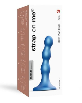 Голубая насадка Strap-On-Me Dildo Plug Balls size S 