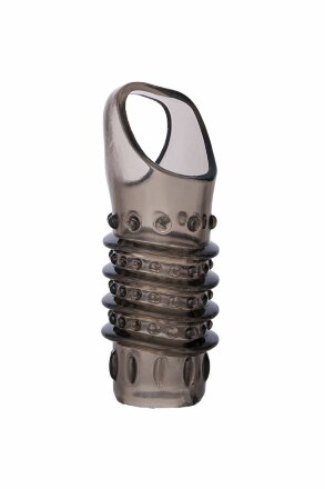 Открытая дымчатая насадка с точками и рёбрами ToyFa XLover - 11,5 см. 