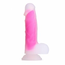 Ярко-розовый фаллоимитатор-реалистик So Divine Glorious Real skin feel pink dildo - 19 см.