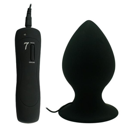 Черный виброплаг с выносным пультом Anal Plug XL - 11,4 см. 