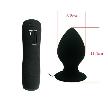 Черный виброплаг с выносным пультом Anal Plug XL - 11,4 см. 