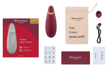 Бордовый клиторальный стимулятор Womanizer Premium 2 