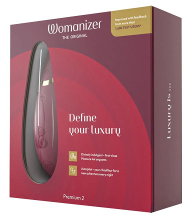 Бордовый клиторальный стимулятор Womanizer Premium 2 