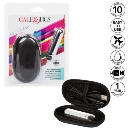 Серебристая перезаряжаемая вибропуля Rechargeable Hideaway Bullet - 7,5 см. 
