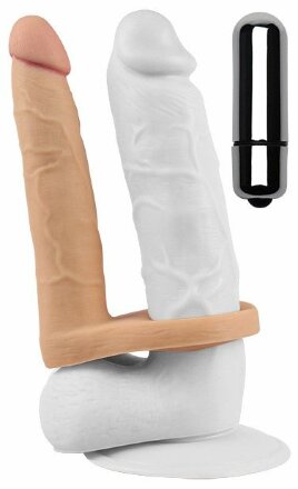 Телесная вибронасадка для двойного проникновения The Ultra Soft Double-Vibrating - 15,8 см. 