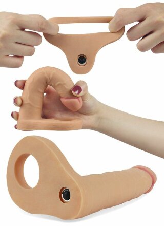 Телесная вибронасадка для двойного проникновения The Ultra Soft Double-Vibrating - 15,8 см. 