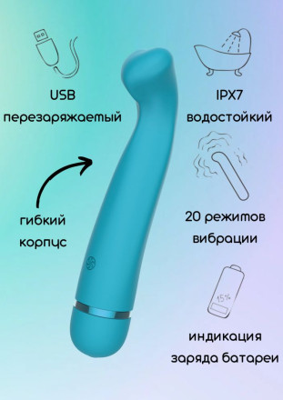 Бирюзовый перезаряжаемый вибратор Raffi - 17,1 см. 