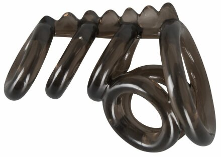 Дымчатая насадка на пенис и мошонку с гребнем Penis Hodenring 