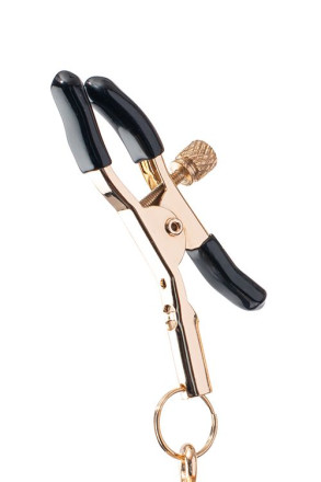 Золотистые зажимы для сосков PREMIUM NIPPLE CLAMPS WITH TASSLE 