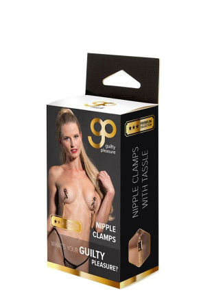 Золотистые зажимы для сосков PREMIUM NIPPLE CLAMPS WITH TASSLE 
