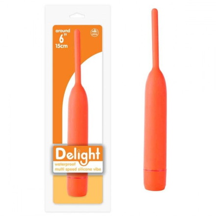Оранжевый вибромассажер из силикона Delight - 18,5 см. 