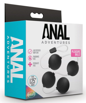Черные анальные шарики Pleasure Balls - 38,1 см. 