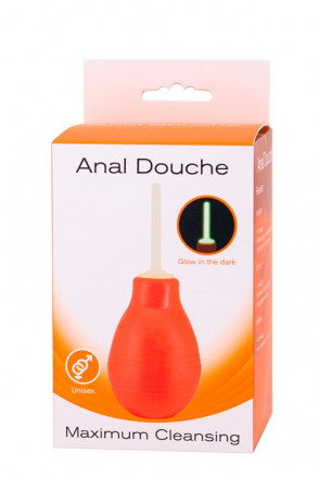 Красный анальный душ ANAL DOUCHE со светящимся в темноте кончиком 