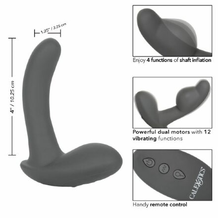 Серый стимулятор простаты Remote Control Inflatable Probe с вибрацией и функцией расширения - 11,5 см. 