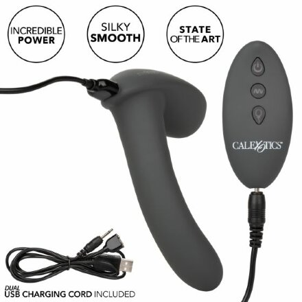 Серый стимулятор простаты Remote Control Inflatable Probe с вибрацией и функцией расширения - 11,5 см. 