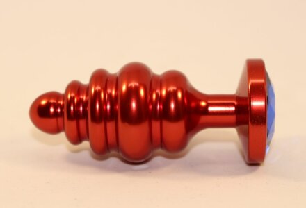Красная фигурная пробка с синим стразом - 7,3 см. 