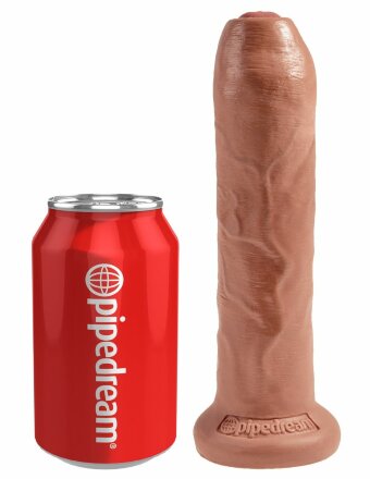 Кофейный необрезанный фаллоимитатор на присоске 7&quot; Uncut Cock - 19,1 см. 