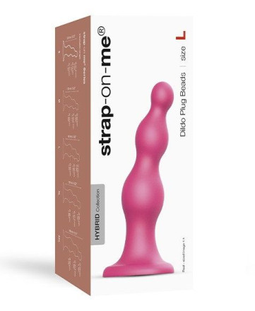 Розовая насадка Strap-On-Me Dildo Plug Beads size L 