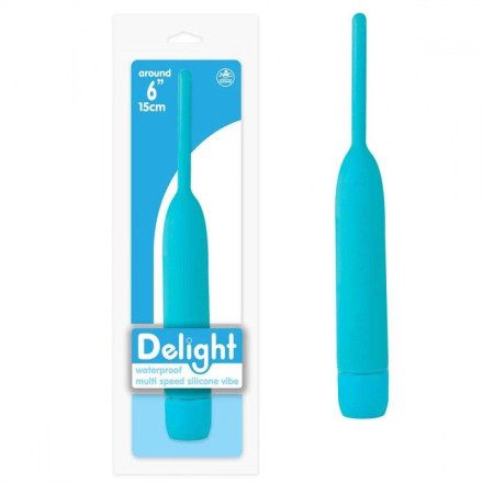 Голубой вибромассажер из силикона Delight - 18,5 см. 