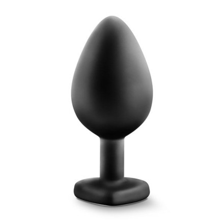 Черная анальная втулка с прозрачным кристаллом Bling Plug Medium - 8,2 см. 