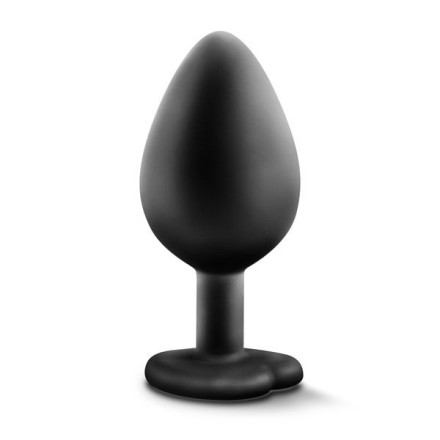 Черная анальная втулка с прозрачным кристаллом Bling Plug Medium - 8,2 см. 