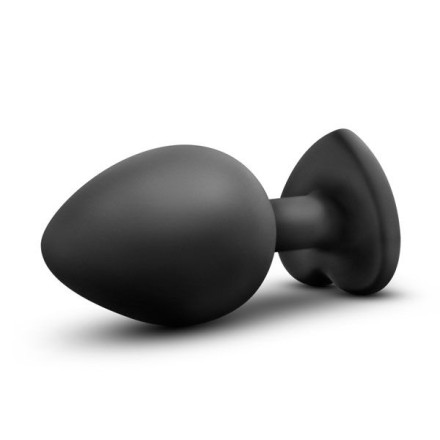Черная анальная втулка с прозрачным кристаллом Bling Plug Medium - 8,2 см. 