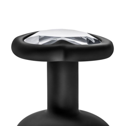 Черная анальная втулка с прозрачным кристаллом Bling Plug Medium - 8,2 см. 