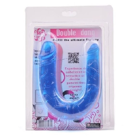Голубой двухголовый фаллоимитатор Double Dong - 29,8 см. 