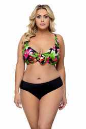Раздельный купальник plus size с крупным цветочным рисунком на лифе